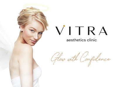 Vitra Aesthetics Clinic Brand angel beauty branding branding design cosmetics halo identity logo logo design medispa minimal skin care tag tagline vitra