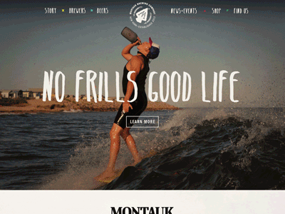 Montauk Brewery Website alcohol beer booze branding hipster illustration logo retro surf surfing ux website