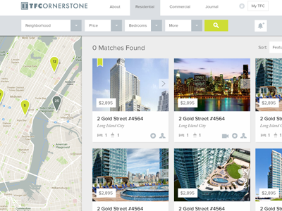 TFC Search Results custom grid luxury map property real estate search website