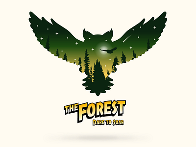 The Forest Launch Poster branding community fly forest illustration logo moon nft owl sky soar trees web3