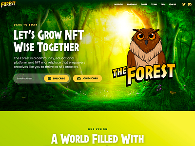 The Forest Website community explorer forest nft owl ui ux web design web3 webdesign website