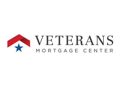 Veterans Mortage Center Logo arrow badge branding logo military mortgage roof star stripe usa veteran