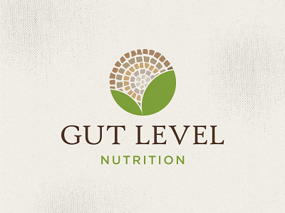 Gut Level Nutrition Logo circle earthy leaf logo mosaic natural nutrition nutritionist tube