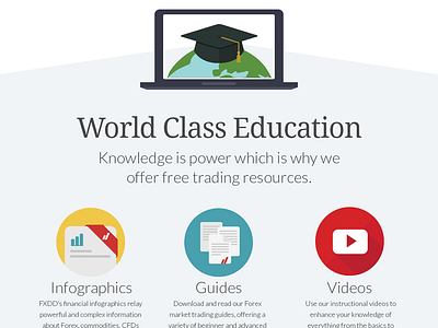 World Class Education flat icons illustration infographic laptop website world