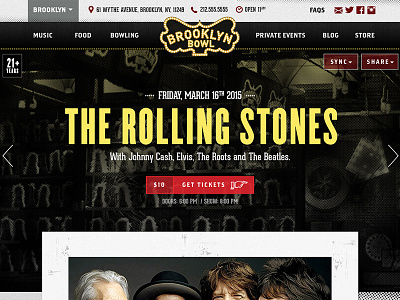 Brooklyn Bowl Music bowl bowling branding brooklyn grunge music ui ux website