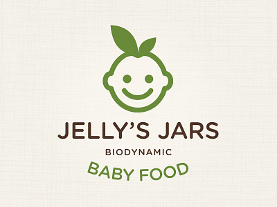 Jelly's Jars Baby Food baby branding cute face food gotham head leaf logo rounded smiley