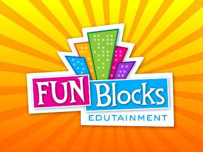 Fun Blocks Edutainment Logo blocks branding child children city colorful fun kids logo starburst