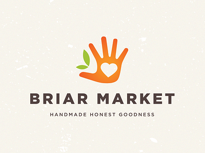 Briar Market Logo branding hand heart identity leaf logo market trendy vintage