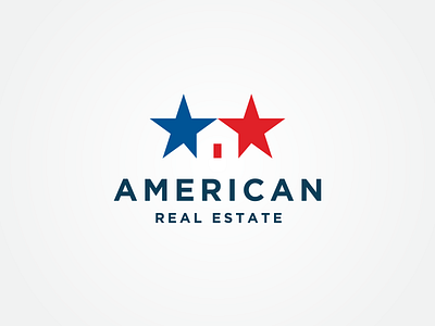 American Real Estate Logo america american branding house icon negative space real estate star usa