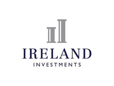 Ireland Investments Logo blue branding capital engraved finance growth i investment logo silver