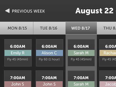 Schedule Reservation grid reservation table tables ui website