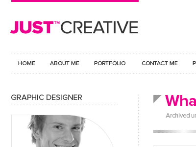 Just Creative Home arrow logo navigation profile sidebar website