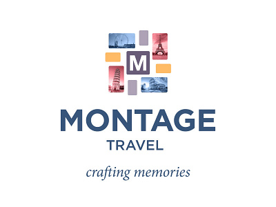 Montage Travel Logo agency branding collage europe logo montage tile tiles travel