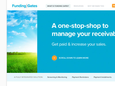 Funding Gates Homepage blue clean finance green orange ui website white