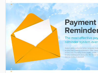 Payment Reminders blue envelope illustration light orange sky