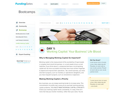 Bootcamp Page air bootcamp business clean clouds finance navigation sidebar ui webdesign white