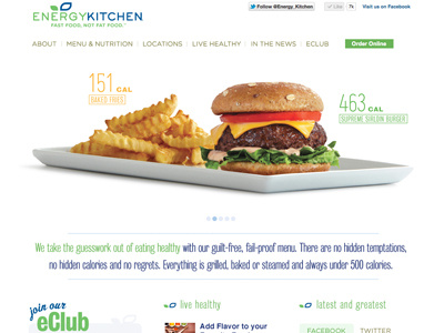 Fast Food Website blue burger clean food fries green website