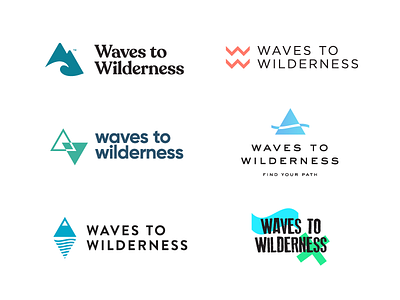 Waves To Wilderness Logo Explorations branding identity logo logo design logotype mountain w wave x