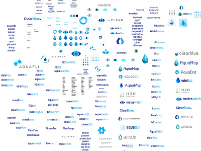 Water Analytics Co. Branding & Logos analytics aqua blue droplet eye h20 water