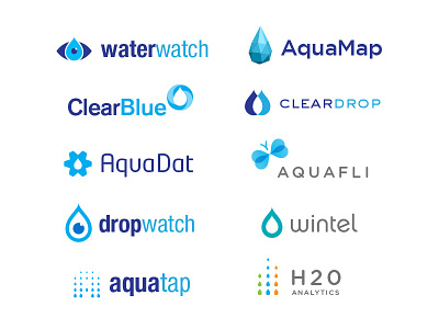 Water Analytics Co. Logos 3d aqua branding droplet eye logo water web