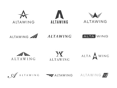 AltaWing Logo Concepts a animal bird branding fly logo negative space plane runway w wings