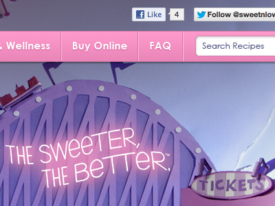 Sweet'N Low Website Navigation navigation pink search sweet website