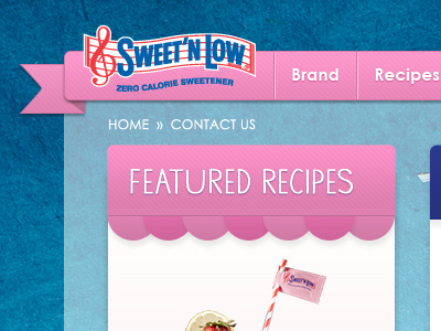 Sweet'N Low Header breadcrumb button drink flag navigation pink sidebar sugar sweet ui ux website