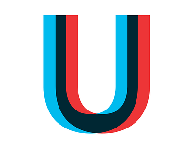 U Unity - Alphabet Logos 5/26 3d agency blue branding logo logotype magnet multiply red transparency u