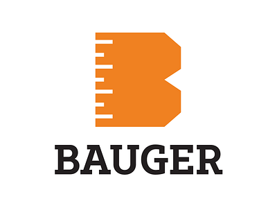 Bauger Construction Logo - Alphabet Logos 25/26 3d b block branding construction logo logo design orange ruler slab serif