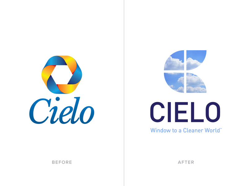 Cielo Rebranding Before and After branding c clouds logo logo design sky window