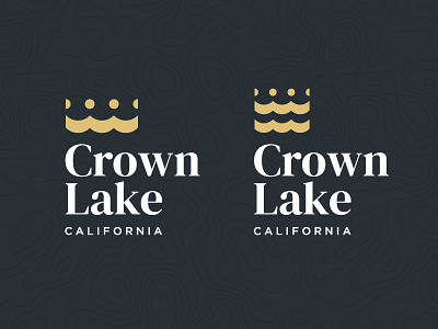 Crown Lake Logo branding california crown king lake logo logo design ocean queen sea topography water