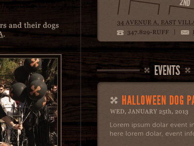 Ruff Club Sidebar bone brown grunge orange website wood