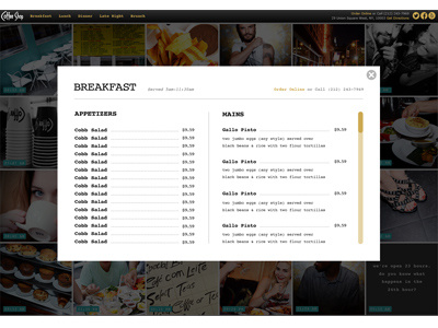 Coffee Shop Menu coffee lightbox menu restaurant ui ux website