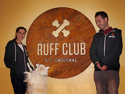 Ruff Club Sign bone circle dog metal sign signage