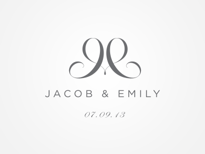 Jacob & Emily Cass Wedding Logo c heart j logo script spencerian type wedding