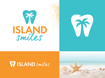 Island Smiles | Dentist Logo & Branding dental dentist island palm smile tooth tree