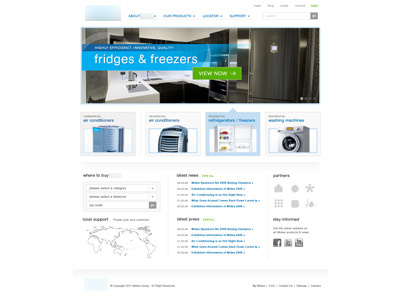White Household Appliance Website blue clean corporate green layout slider website white