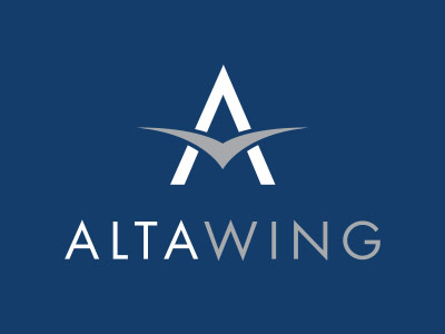 Alta Wing Logo a airline aviation branding jet logo luxury premium wing