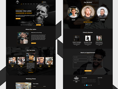Homepage UI design for Barber Shop barber black homepage salon ui uidesign uiux userinterface web webpagedesign website