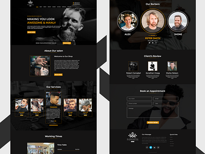 Homepage UI design for Barber Shop