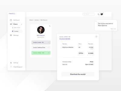 Daily UI Challenge 046 - Invoice clients daily ui daily ui 46 daily ui challenge dashboard design freelance history invoice invoice receipt ui ui design