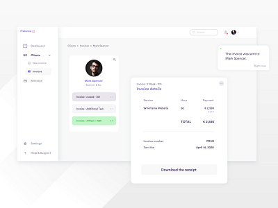 Daily UI Challenge 046 - Invoice clients daily ui daily ui 46 daily ui challenge dashboard design freelance history invoice invoice receipt ui ui design