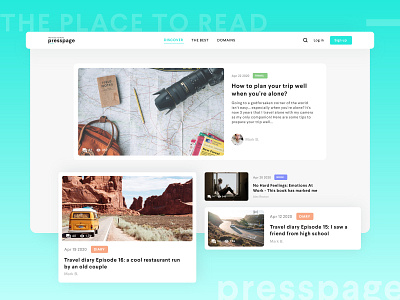 Daily UI Challenge #051 - Press Page article page articles book card content daily ui daily ui 51 desktop diary news press raodtrip read tag travel trip ui ui design web