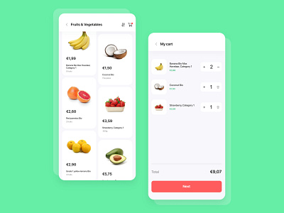 Daily UI Challenge #058 - Shopping Cart app buy cart daily ui daily ui 58 daily ui challenge design ecommerce filter fruits mobile mobile app product shop shopping shopping app shopping cart store ui