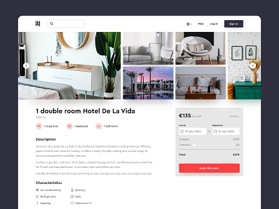 Daily UI Challenge #067 - Hotel Booking book booking daily ui daily ui 67 daily ui challenge desktop details hotel room search travel ui ui design