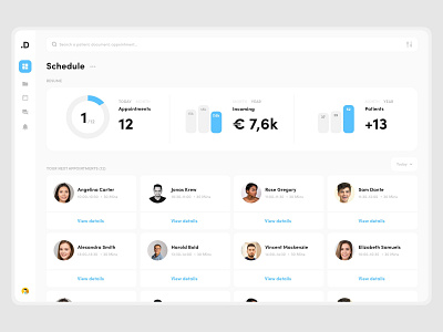 Daily UI Challenge #071 - Schedule appointments check daily ui daily ui 71 daily ui challenge dashboard desktop doctor doctor dashboard incoming medical patients schedule schedule app statistics stats today ui ui design