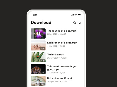 Daily UI Challenge #074 - Download App animals app daily ui daily ui 74 daily ui challenge documentary download downloaded downloading import mp4 pause search short documentary ui ui design video