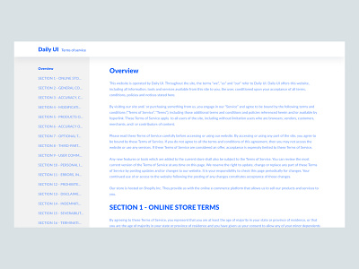 Daily UI Challenge #089 - Terms of Service blue daily ui daily ui 89 daily ui challenge desktop light terms of service text ui ui design website