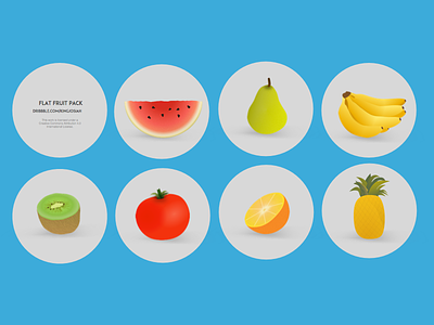 [Freebie] Flat Fruit: Vector Cartoon Fruit and Vegetables
