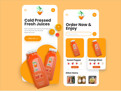 Orange mood app design flat juice logo orange pepper shop ui uiux ux vector